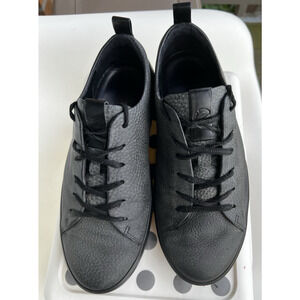 Men's ECCO Soft comfort Gray Leather textured lace up Sneakers Sz-42 US 8.75
